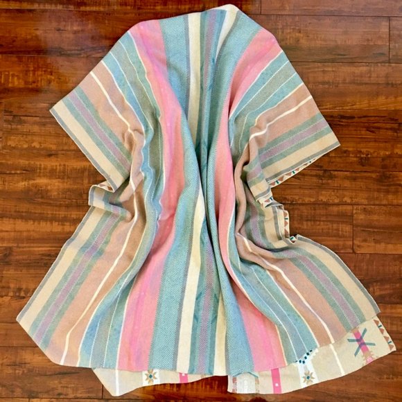 Cordillera Woven Patterned Cotton Ruana Open Poncho Cardigan - Picture 9 of 10